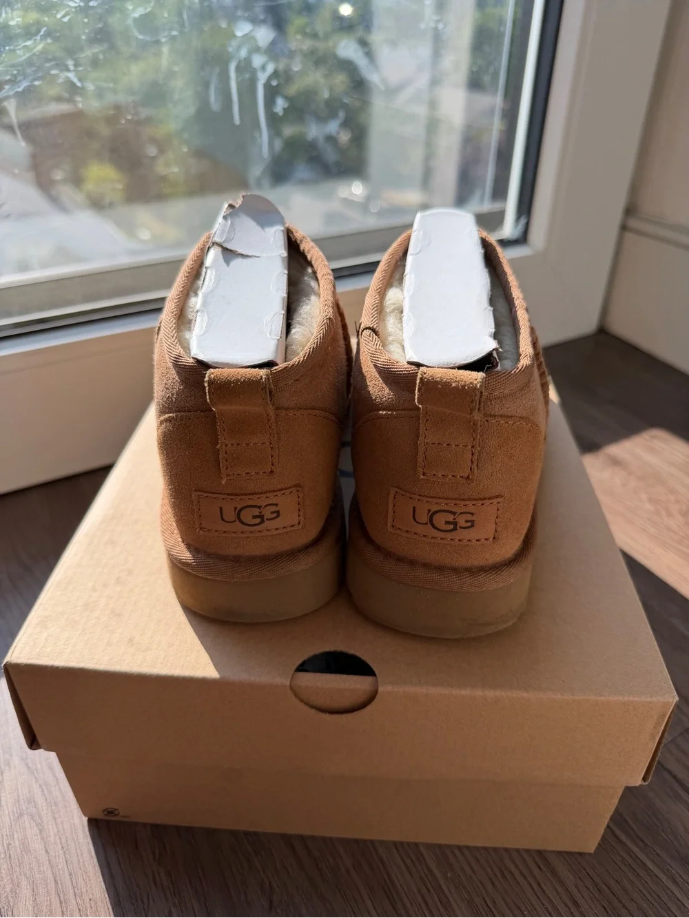 UGG Women’s Classic Ultra Mini Boot in Chestnut Brown Suede